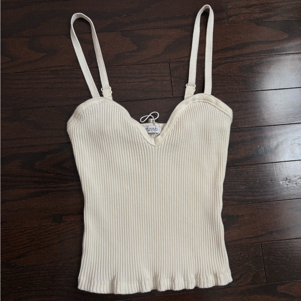 Zara Cream Ribbed Knit Top